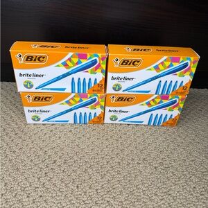 BIC BL11 Brite Liner Blue Highlighter Markers Chisel Point Box Of 12 - 4 packs